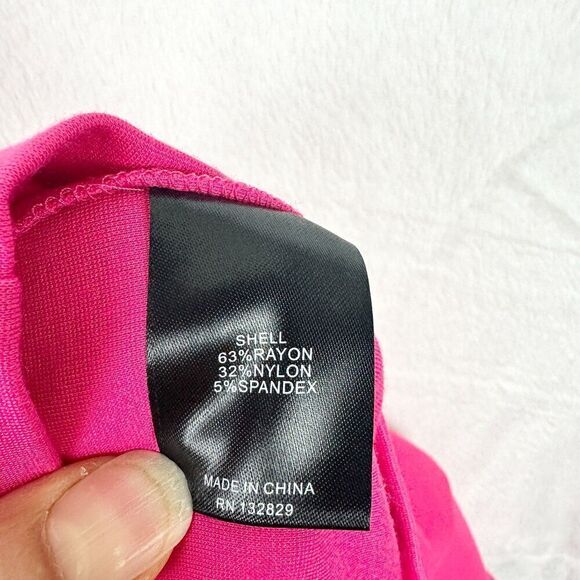 H:ours Cassia Mini Dress Size XS Fuchsia Ponte Open Back Chain Link - Picture 10 of 10